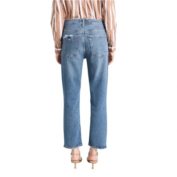 Agolde Kye Mid Rise Straight Ankle Crop Medium Blue Denim Jeans Women's Size 29